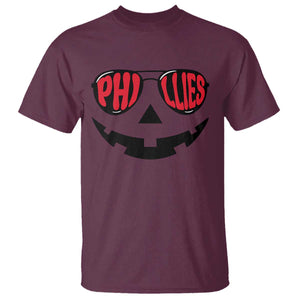 Halloween Phillies T Shirt Philadelphia Baseball Red October Jackolantern Pumpkin Face TS10 Maroon Print Your Wear