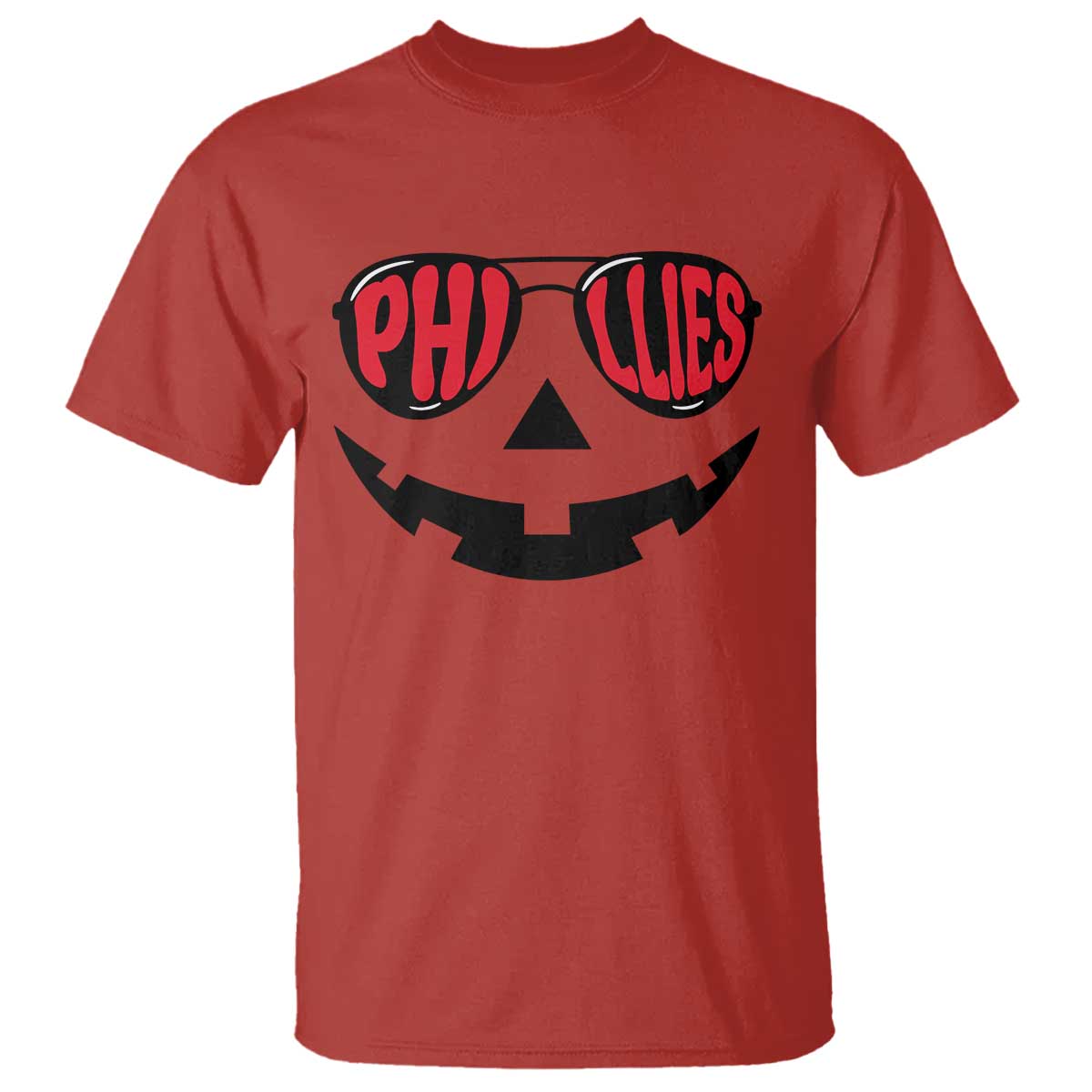 Halloween Philly T Shirt Philadelphia Baseball Red October Jackolantern Pumpkin Face TS10 Red Print Your Wear