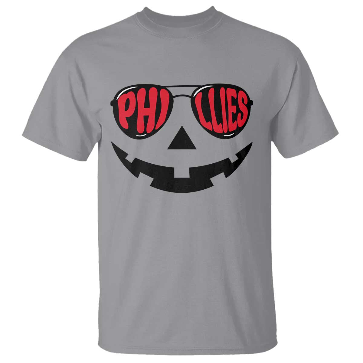Halloween Philly T Shirt Philadelphia Baseball Red October Jackolantern Pumpkin Face TS10 Sport Gray Print Your Wear