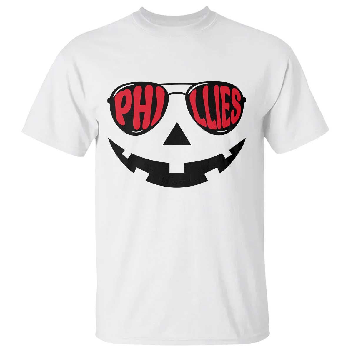 Halloween Philly T Shirt Philadelphia Baseball Red October Jackolantern Pumpkin Face TS10 White Print Your Wear