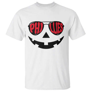 Halloween Phillies T Shirt Philadelphia Baseball Red October Jackolantern Pumpkin Face TS10 White Print Your Wear