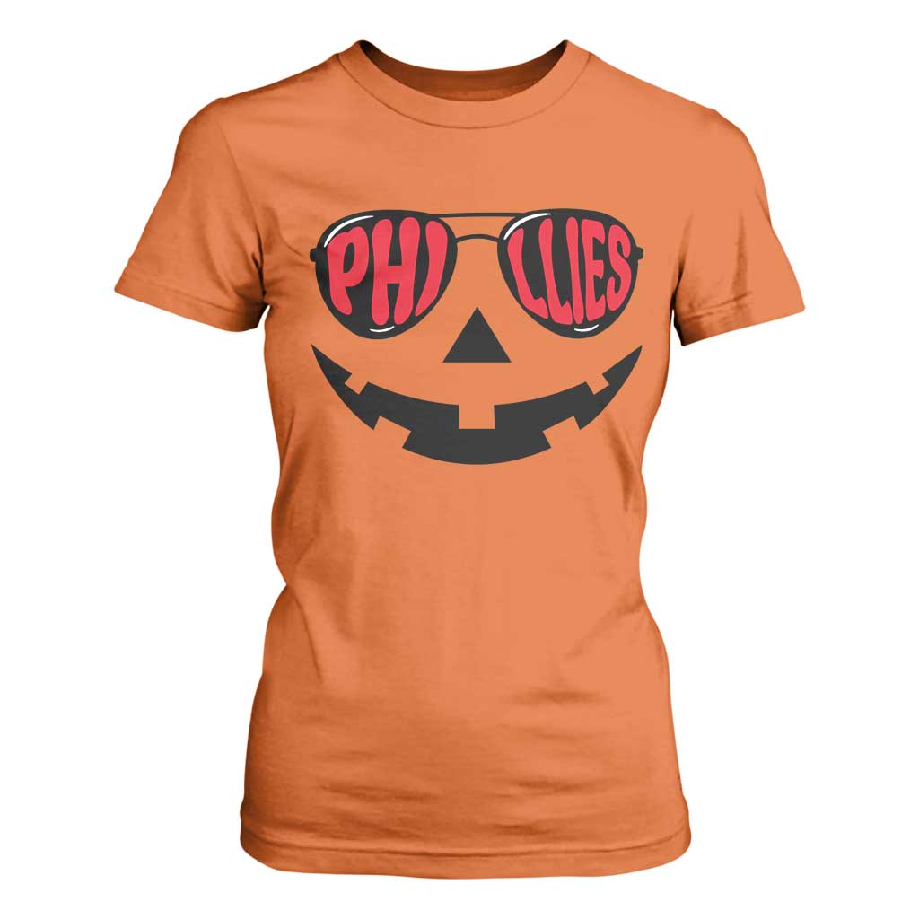 Halloween Phillies T Shirt For Women Philadelphia Baseball Red October Jackolantern Pumpkin Face TS10 Orange Print Your Wear