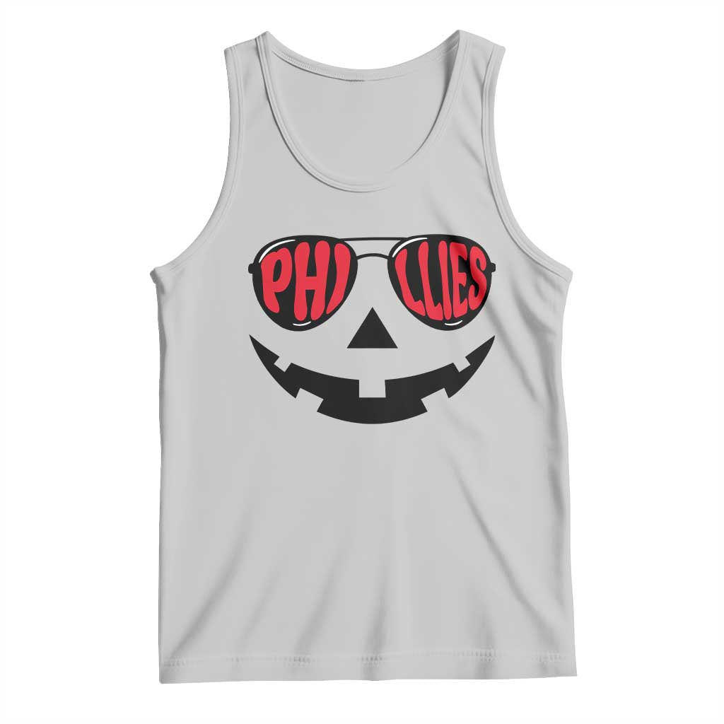 Halloween Phillies Tank Top Philadelphia Baseball Red October Jackolantern Pumpkin Face TS10 Ash Print Your Wear