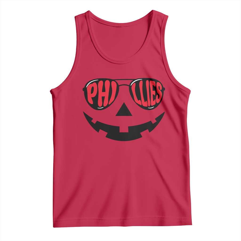 Halloween Phillies Tank Top Philadelphia Baseball Red October Jackolantern Pumpkin Face TS10 Red Print Your Wear