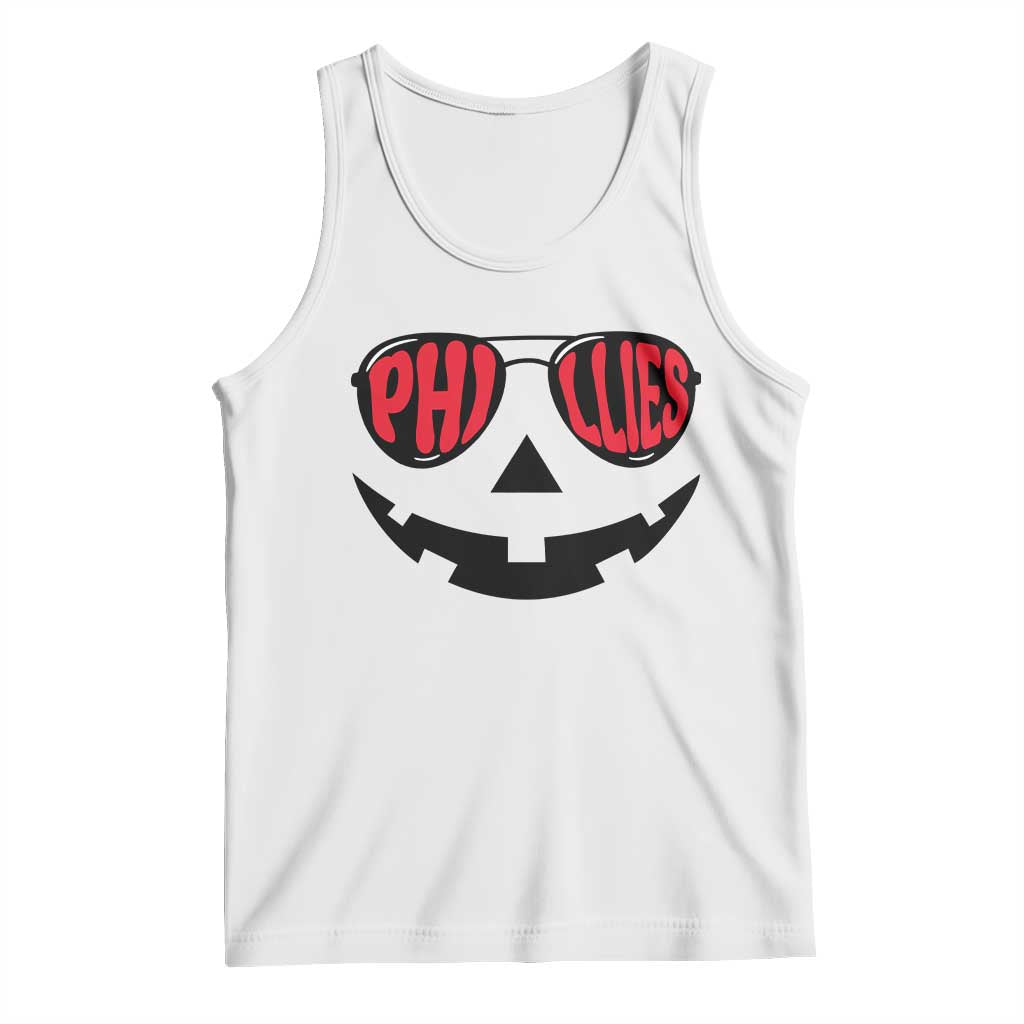 Halloween Phillies Tank Top Philadelphia Baseball Red October Jackolantern Pumpkin Face TS10 White Print Your Wear