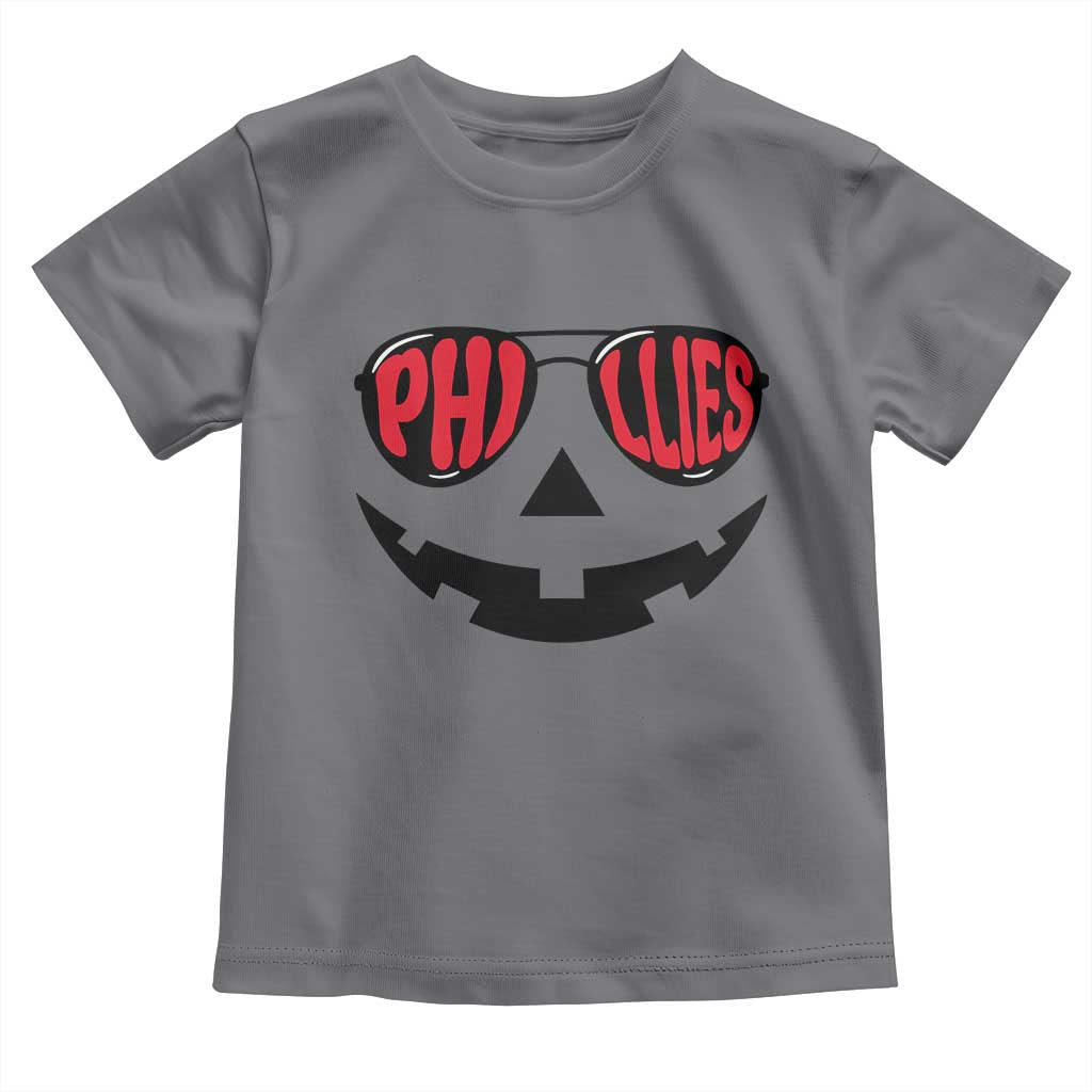 Halloween Philly Toddler T Shirt Philadelphia Baseball Red October Jackolantern Pumpkin Face TS10 Charcoal Print Your Wear