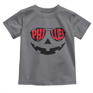 Halloween Phillies Toddler T Shirt Philadelphia Baseball Red October Jackolantern Pumpkin Face TS10 Charcoal Print Your Wear