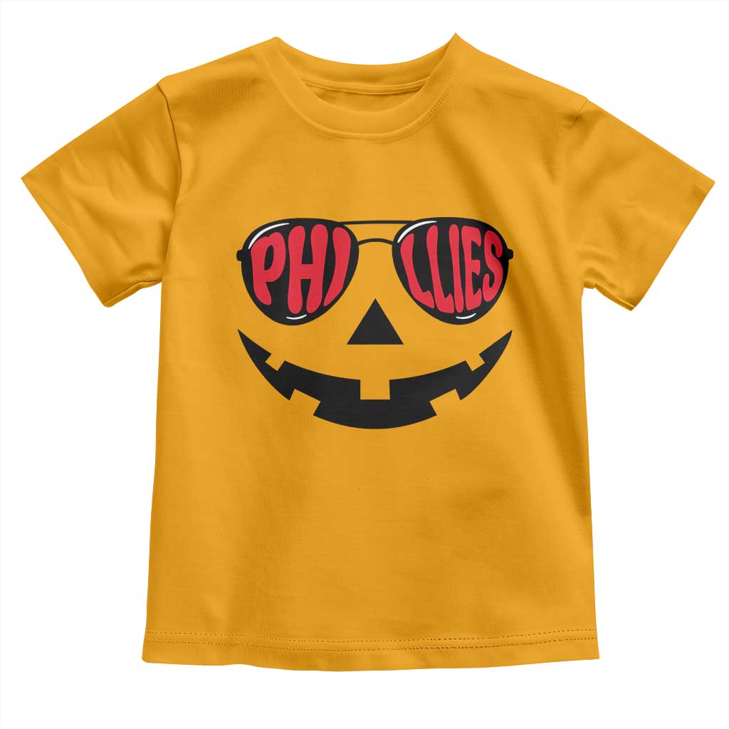 Halloween Philly Toddler T Shirt Philadelphia Baseball Red October Jackolantern Pumpkin Face TS10 Gold Print Your Wear