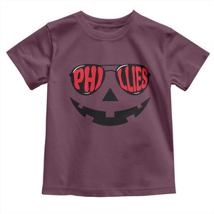 Halloween Phillies Toddler T Shirt Philadelphia Baseball Red October Jackolantern Pumpkin Face TS10 Maroon Print Your Wear
