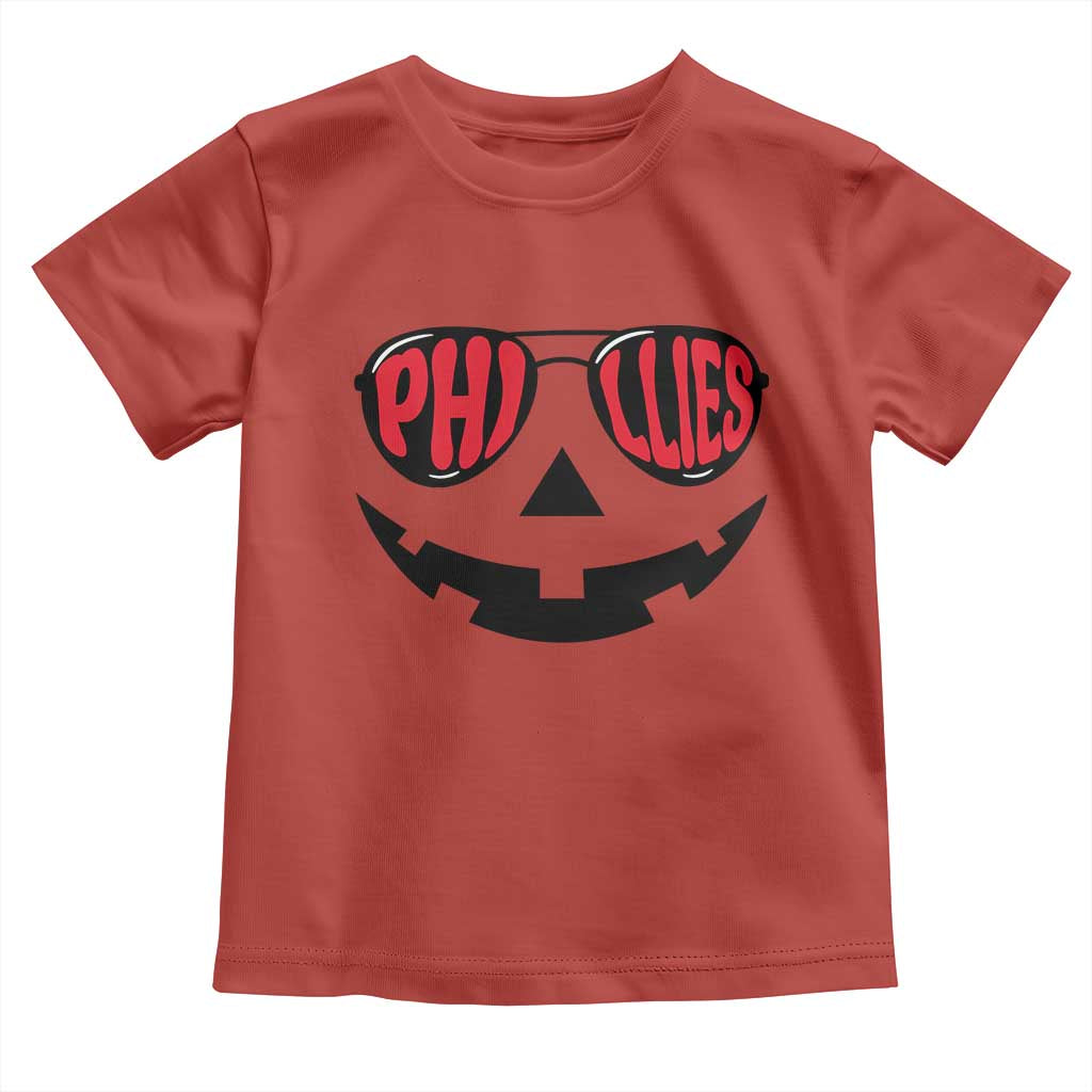 Halloween Phillies Toddler T Shirt Philadelphia Baseball Red October Jackolantern Pumpkin Face TS10 Red Print Your Wear