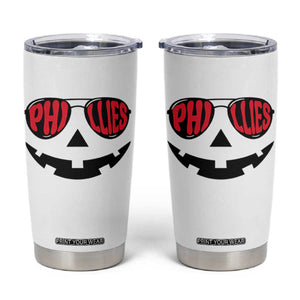 Halloween Philly Tumbler Cup Philadelphia Baseball Red October Jackolantern Pumpkin Face TS10 White Print Your Wear