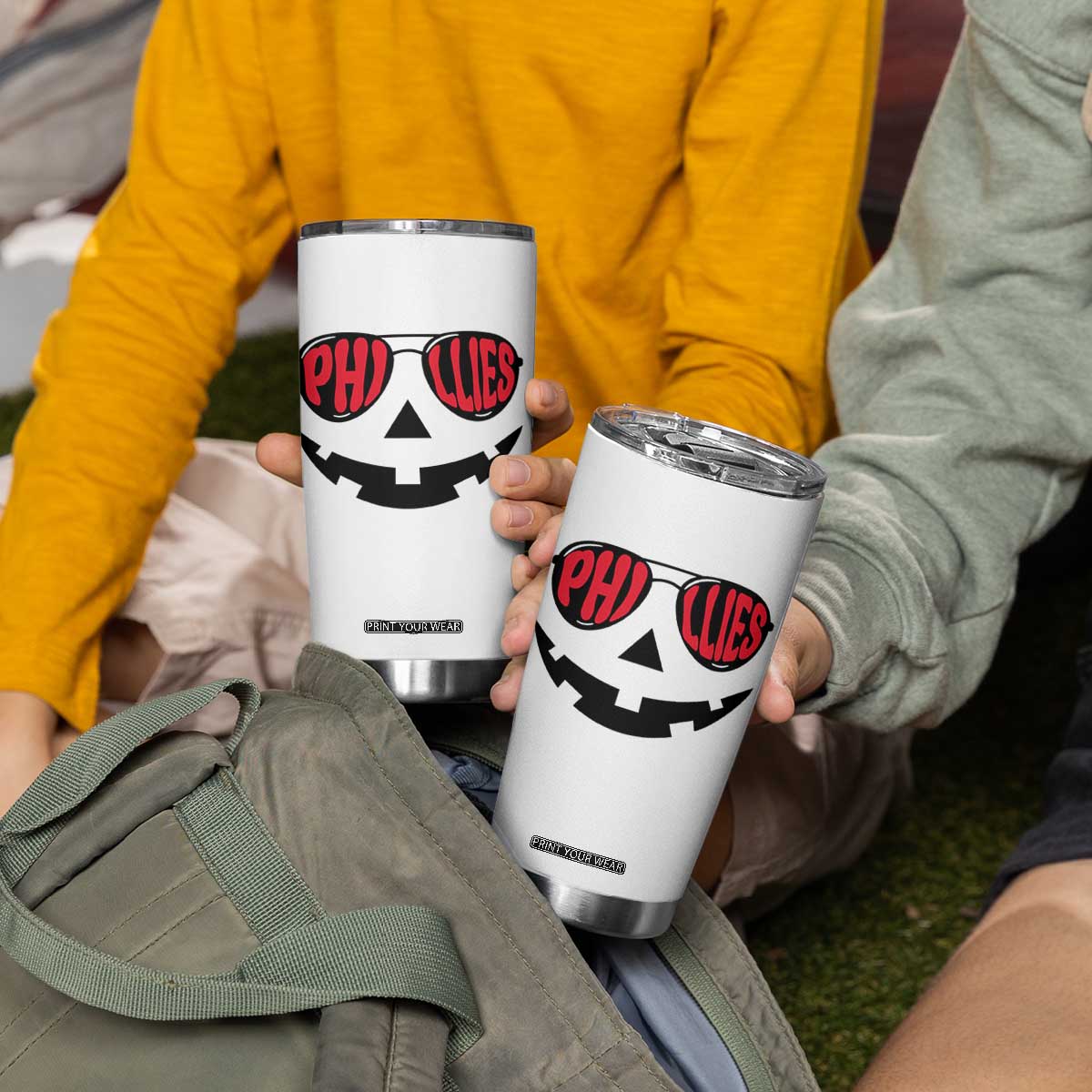 Halloween Philly Tumbler Cup Philadelphia Baseball Red October Jackolantern Pumpkin Face TS10 Print Your Wear