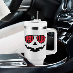 Halloween Phillies Tumbler With Handle Philadelphia Baseball Red October Jackolantern Pumpkin Face TS10 Print Your Wear