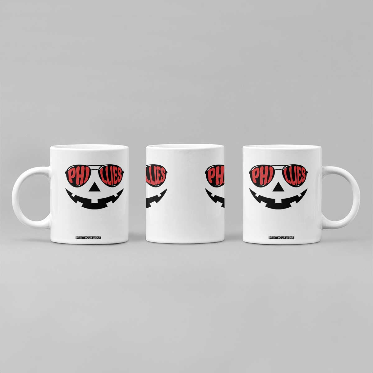 Halloween Phillies Coffee Mug Philadelphia Baseball Red October Jackolantern Pumpkin Face TS10 Print Your Wear