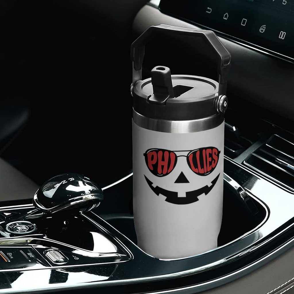 Halloween Philly Flip Straw Tumbler Philadelphia Baseball Red October Jackolantern Pumpkin Face TS10 Print Your Wear