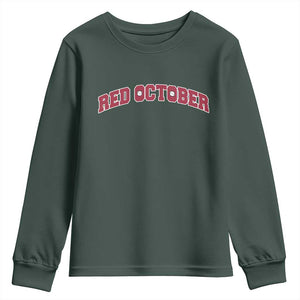 Red October Youth Sweatshirt Vintage Sports Philadelphia Playoff Baseball Fan TS10 Dark Forest Green Print Your Wear