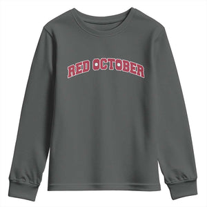 Red October Youth Sweatshirt Vintage Sports Philadelphia Playoff Baseball Fan TS10 Dark Heather Print Your Wear