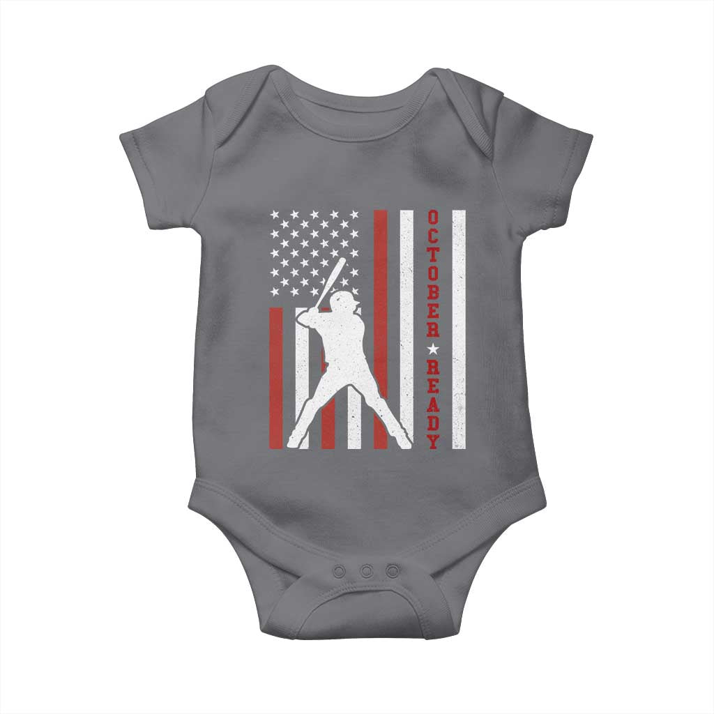 October Ready Baby Onesie Cool Distressed Philadelphia Baseball Fan US Flag TS10 Charcoal Print Your Wear