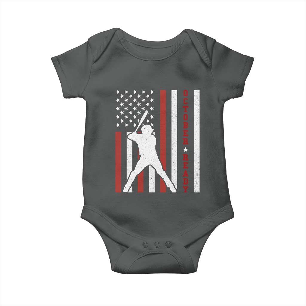 October Ready Baby Onesie Cool Distressed Philadelphia Baseball Fan US Flag TS10 Dark Heather Print Your Wear