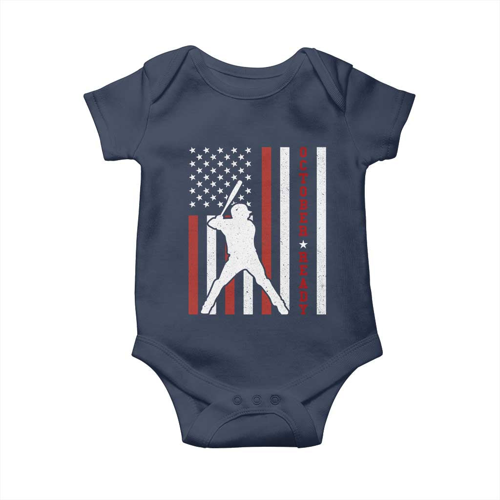 October Ready Baby Onesie Cool Distressed Philadelphia Baseball Fan US Flag TS10 Navy Print Your Wear