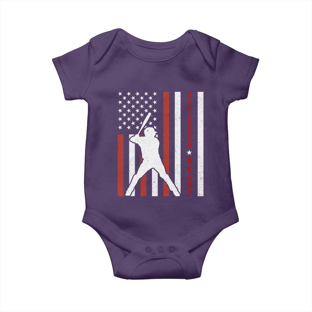 October Ready Baby Onesie Cool Distressed Philadelphia Baseball Fan US Flag TS10 Purple Print Your Wear