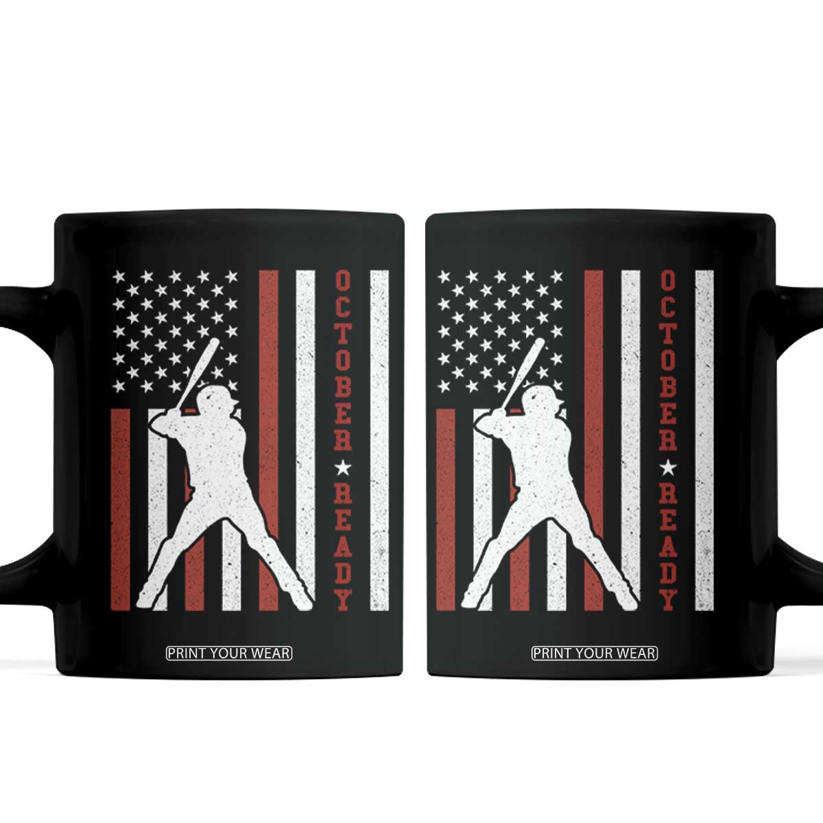 October Ready Coffee Mug Cool Distressed Philadelphia Baseball Fan US Flag TS10 Black Print Your Wear