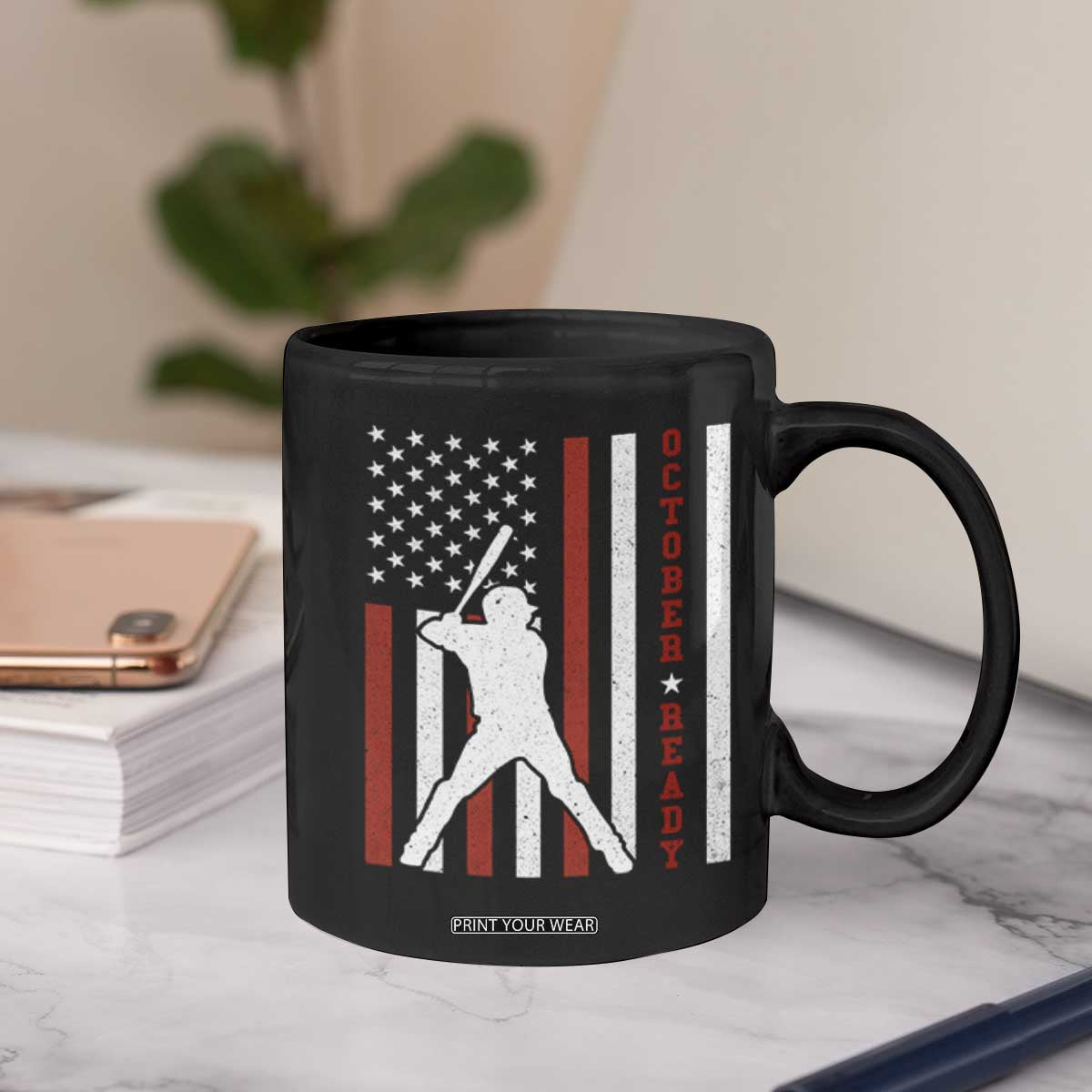 October Ready Coffee Mug Cool Distressed Philadelphia Baseball Fan US Flag TS10 Print Your Wear