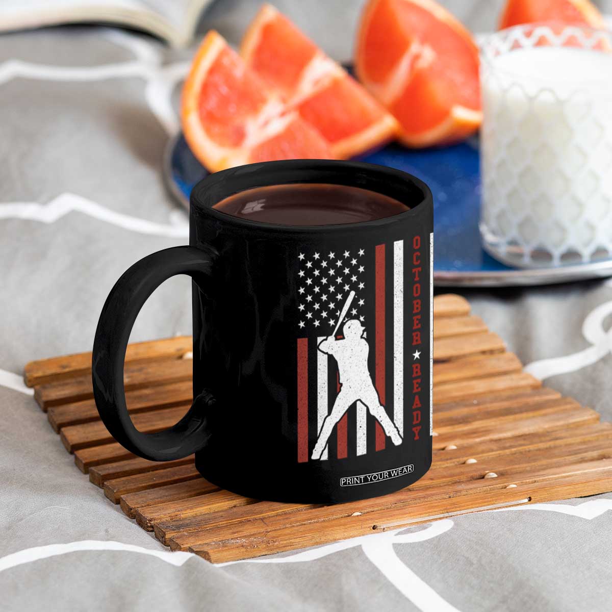 October Ready Coffee Mug Cool Distressed Philadelphia Baseball Fan US Flag TS10 Print Your Wear
