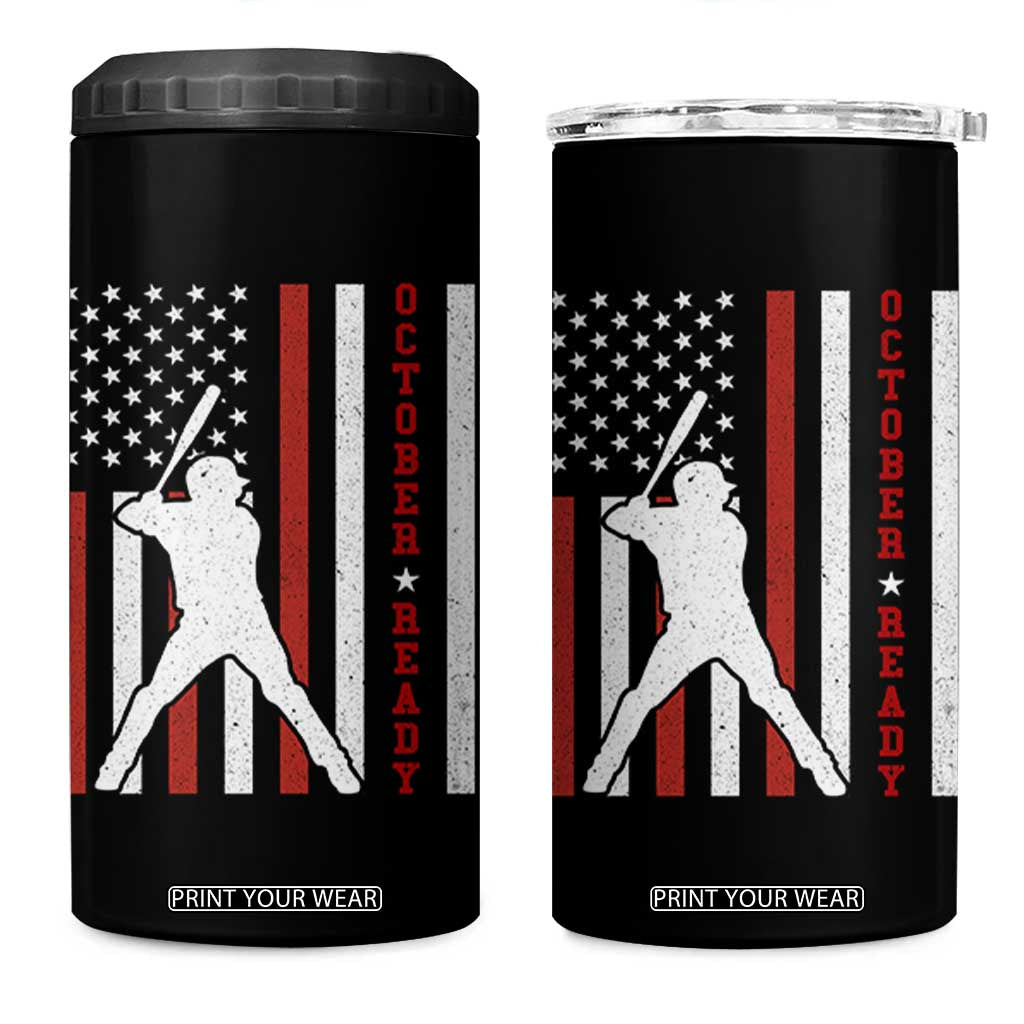 October Ready 4 in 1 Can Cooler Tumbler Cool Distressed Philadelphia Baseball Fan US Flag TS10 One Size: 16 oz Black Print Your Wear