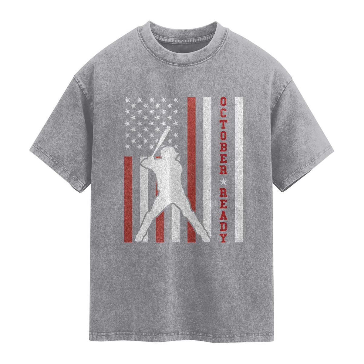 October Ready Washed Cotton T-Shirt Cool Distressed Philadelphia Baseball Fan US Flag