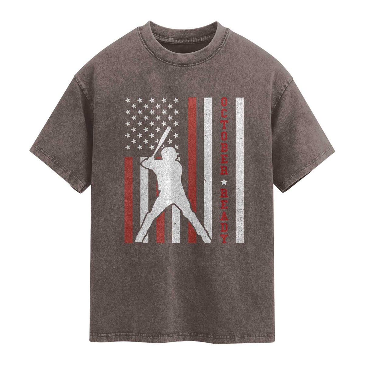 October Ready Washed Cotton T-Shirt Cool Distressed Philadelphia Baseball Fan US Flag