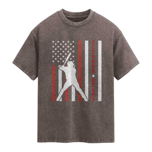 October Ready Washed Cotton T-Shirt Cool Distressed Philadelphia Baseball Fan US Flag