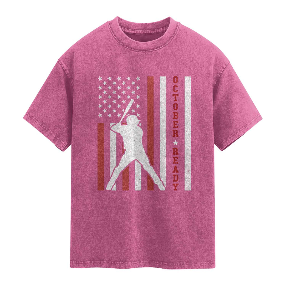 October Ready Washed Cotton T-Shirt Cool Distressed Philadelphia Baseball Fan US Flag