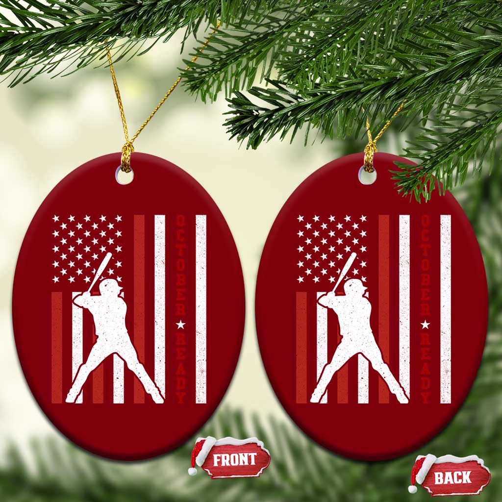 October Ready Ceramic Ornament Cool Distressed Philadelphia Baseball Fan US Flag TS10 Print Your Wear