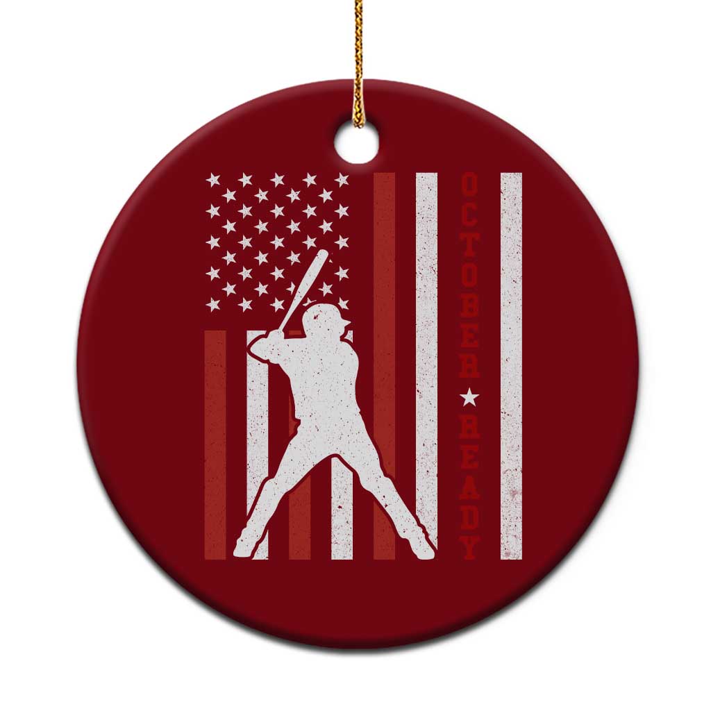 October Ready Ceramic Ornament Cool Distressed Philadelphia Baseball Fan US Flag TS10 1pc Red Print Your Wear