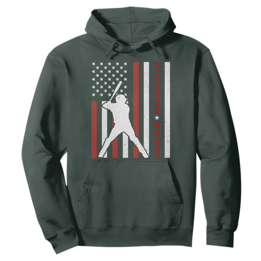 October Ready Hoodie Cool Distressed Philadelphia Baseball Fan US Flag TS10 Dark Forest Green Print Your Wear