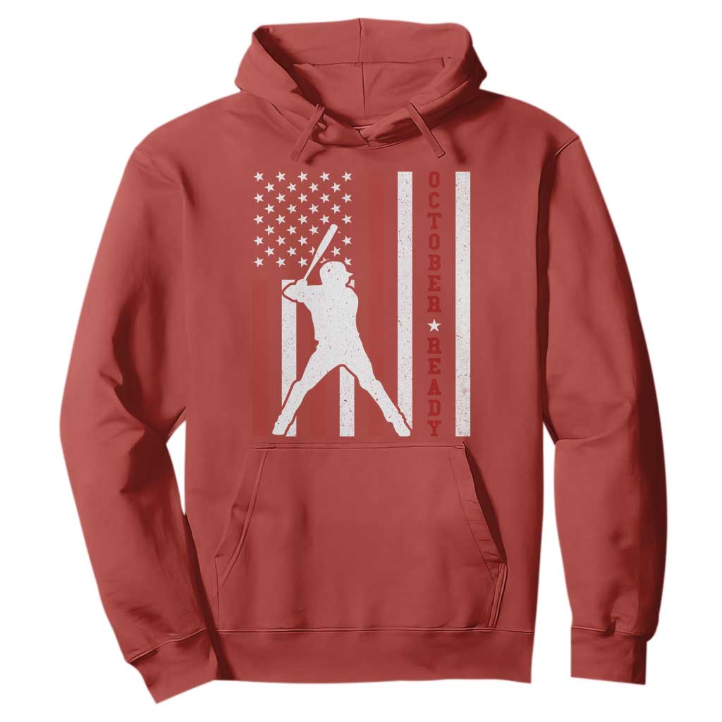 October Ready Hoodie Cool Distressed Philadelphia Baseball Fan US Flag TS10 Red Print Your Wear