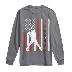 October Ready Long Sleeve Shirt Cool Distressed Philadelphia Baseball Fan US Flag TS10 Charcoal Print Your Wear