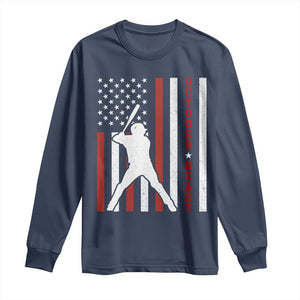 October Ready Long Sleeve Shirt Cool Distressed Philadelphia Baseball Fan US Flag TS10 Navy Print Your Wear