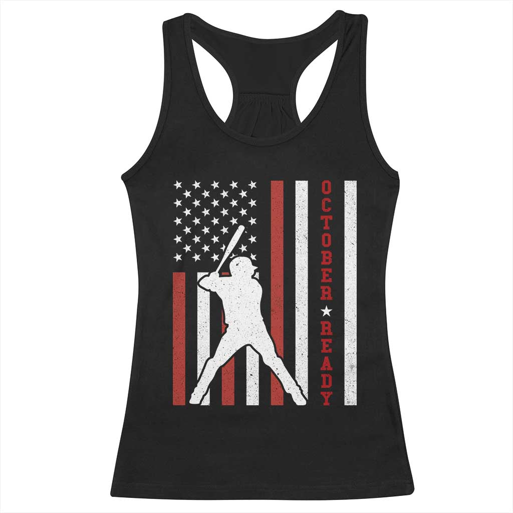 October Ready Racerback Tank Top Cool Distressed Philadelphia Baseball Fan US Flag TS10 Black Print Your Wear