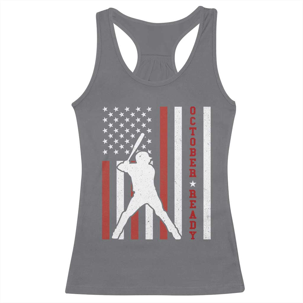 October Ready Racerback Tank Top Cool Distressed Philadelphia Baseball Fan US Flag TS10 Charcoal Print Your Wear