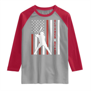 October Ready Raglan Shirt Cool Distressed Philadelphia Baseball Fan US Flag TS10 Sport Gray Red Print Your Wear