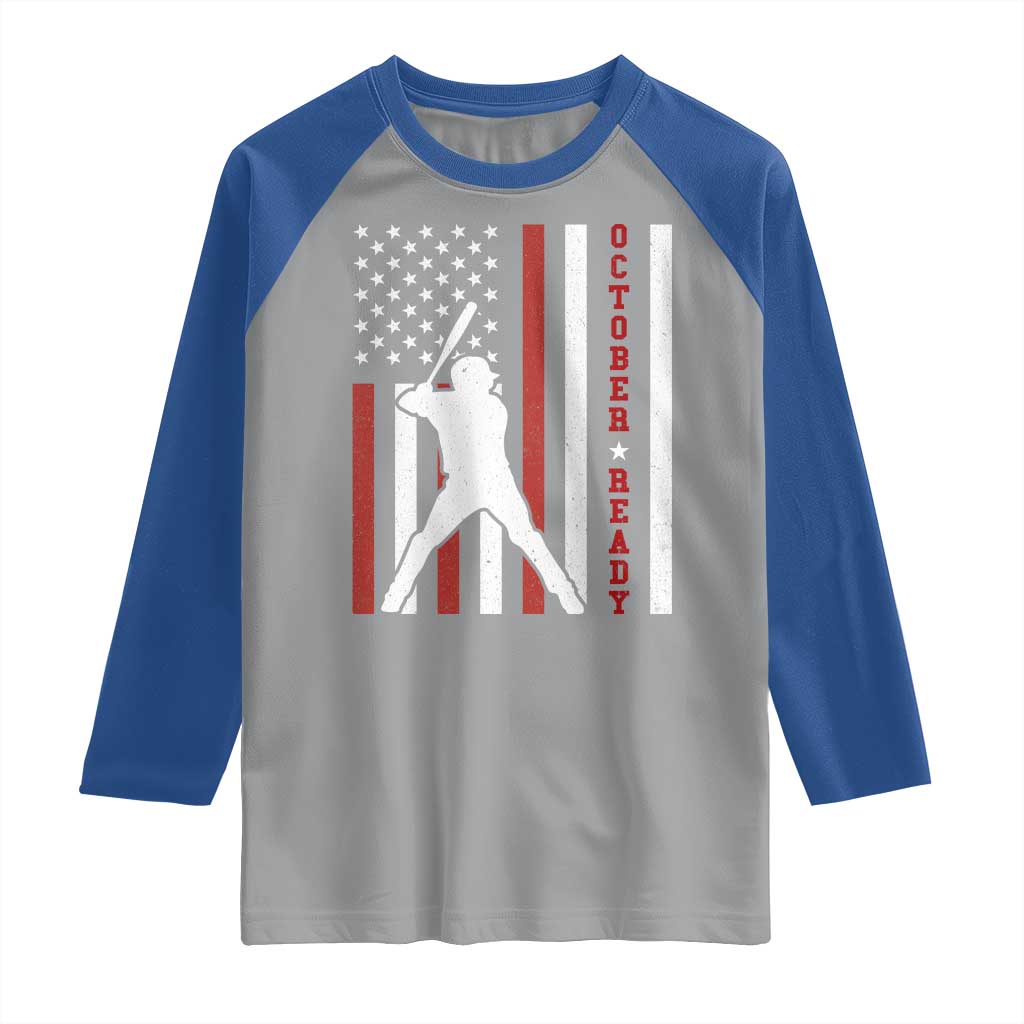 October Ready Raglan Shirt Cool Distressed Philadelphia Baseball Fan US Flag TS10 Sport Gray Royal Print Your Wear