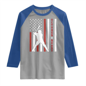 October Ready Raglan Shirt Cool Distressed Philadelphia Baseball Fan US Flag TS10 Sport Gray Royal Print Your Wear