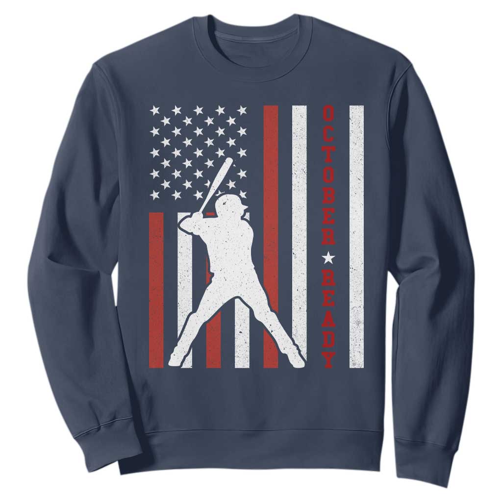 October Ready Sweatshirt Cool Distressed Philadelphia Baseball Fan US Flag TS10 Navy Print Your Wear
