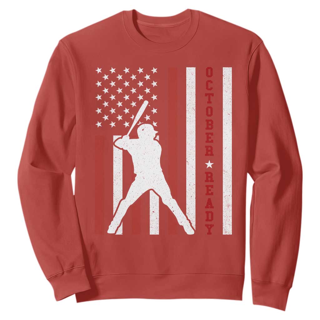 October Ready Sweatshirt Cool Distressed Philadelphia Baseball Fan US Flag TS10 Red Print Your Wear