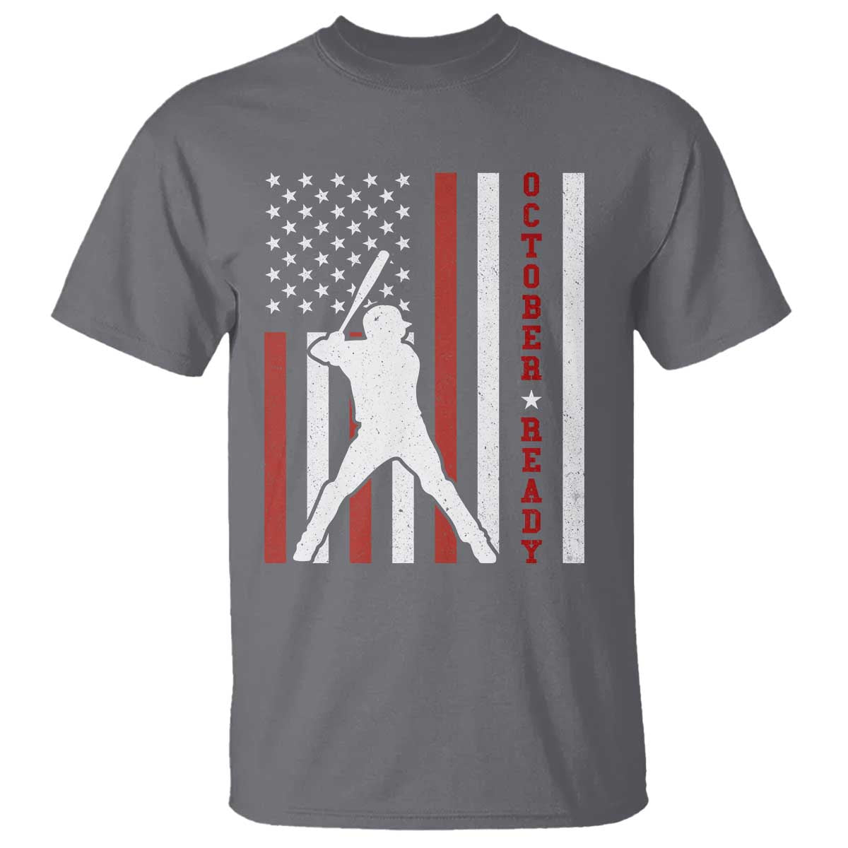 October Ready T Shirt Cool Distressed Philadelphia Baseball Fan US Flag TS10 Charcoal Print Your Wear