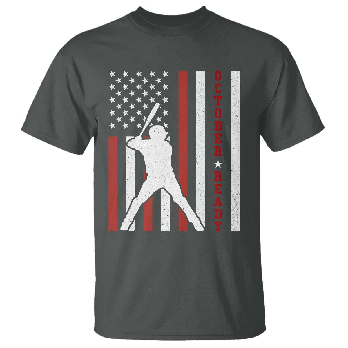 October Ready T Shirt Cool Distressed Philadelphia Baseball Fan US Flag TS10 Dark Heather Print Your Wear