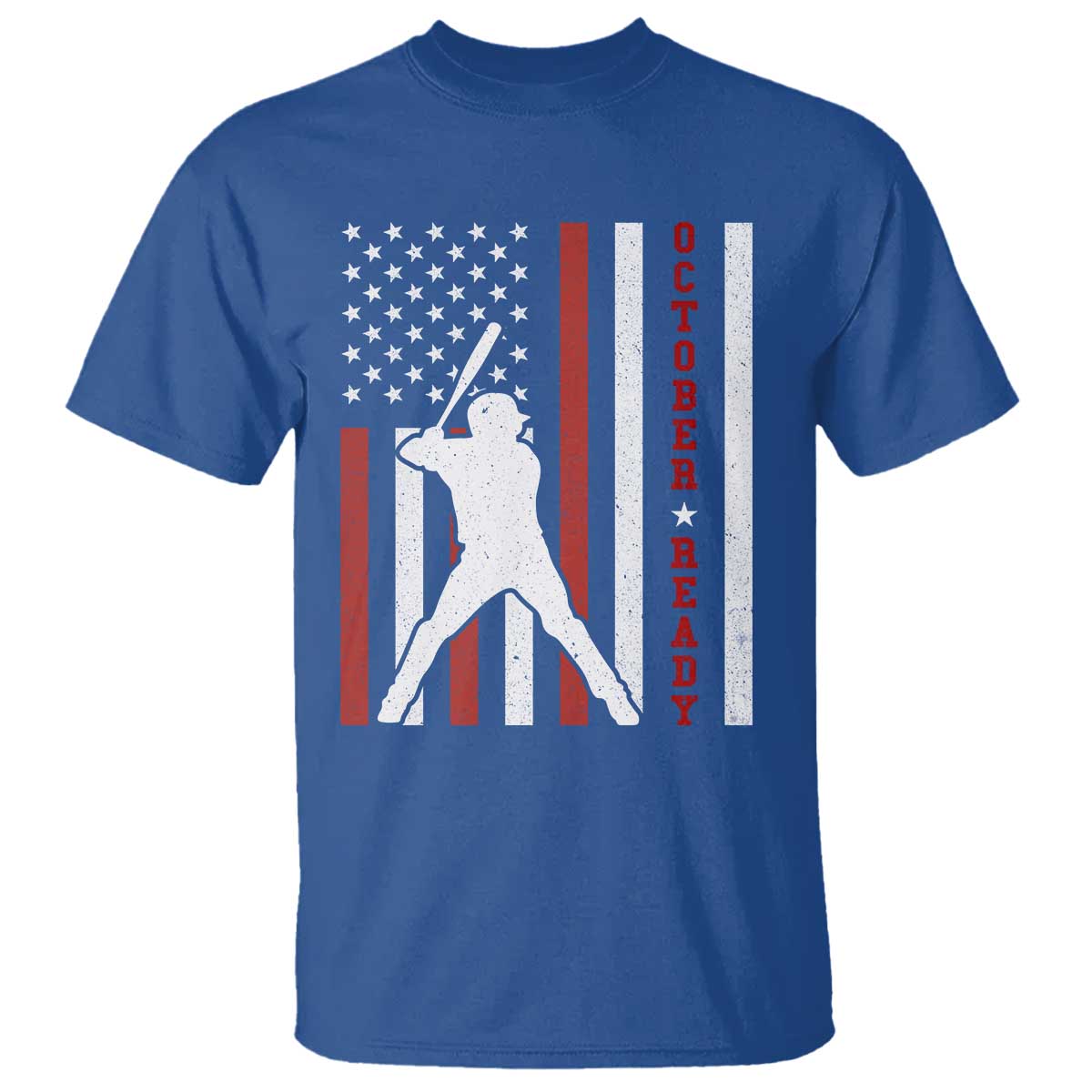 October Ready T Shirt - Cool Distressed Philadelphia Baseball Fan US Flag Playoff Tee TS10 Royal Blue Print Your Wear