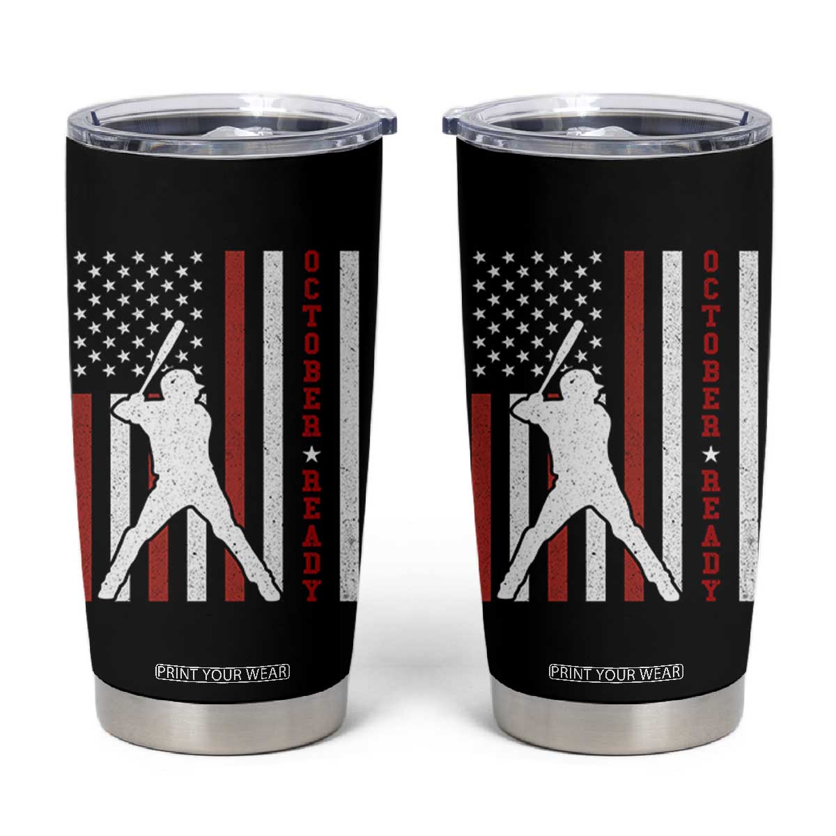October Ready Tumbler Cup Cool Distressed Philadelphia Baseball Fan US Flag TS10 Black Print Your Wear